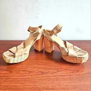 Jeffrey Campbell Amma Wicker Heeled Sandals Size 7
